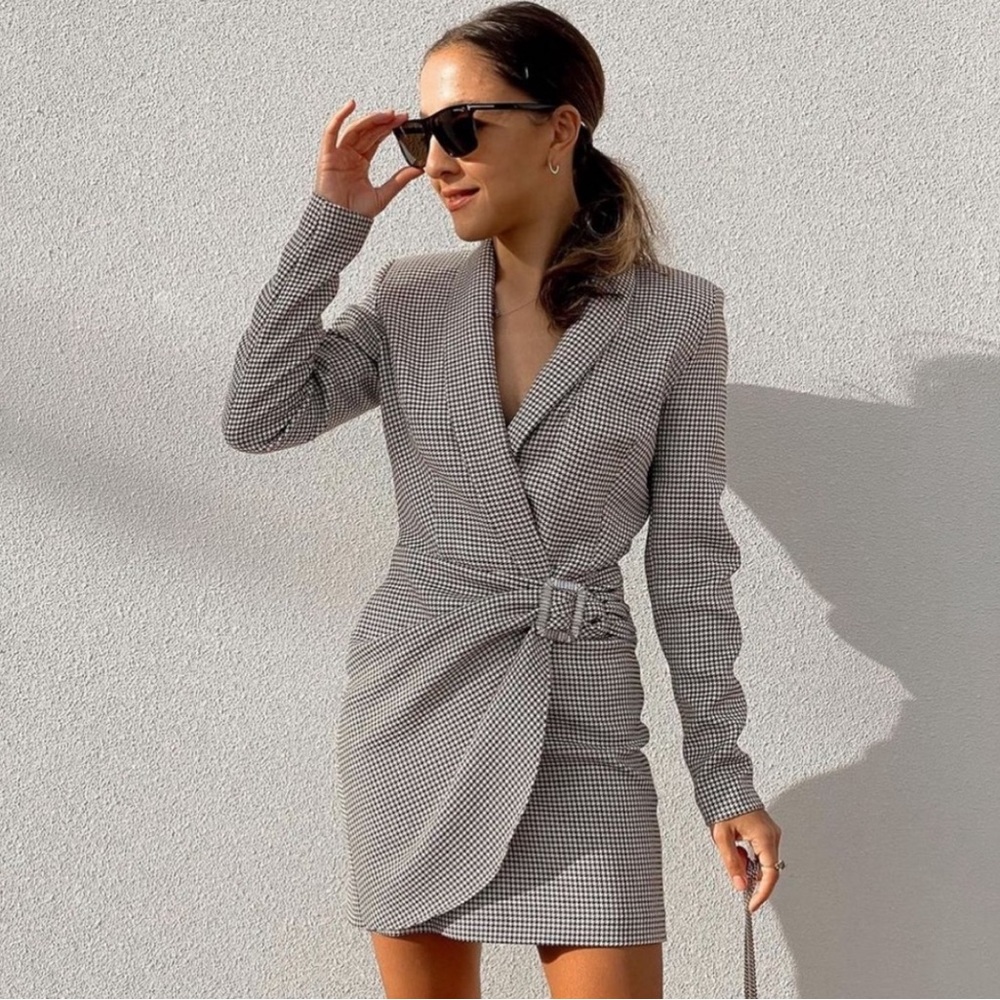 Zara Houndstooth Blazer Dress